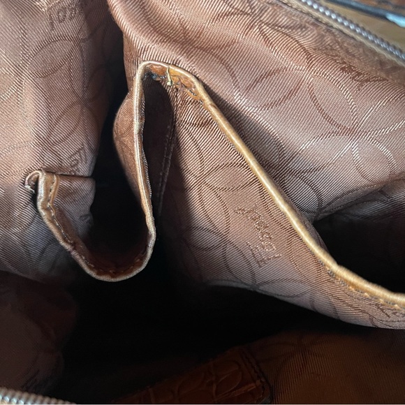 Fossil vintage shoulder bag faux crocodile embossed brown - Picture 8 of 14